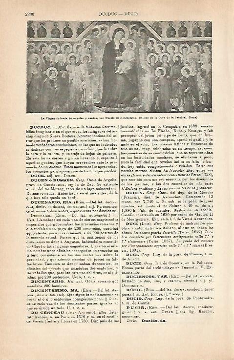 LAMINA ESPASA 31561: La Virgen rodeada de angeles y santos