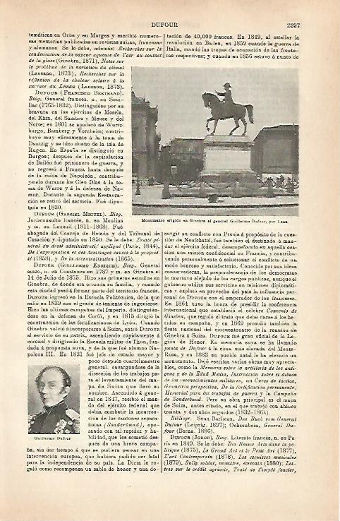 LAMINA ESPASA 31564: Monumento a G. Dufour en Ginebra