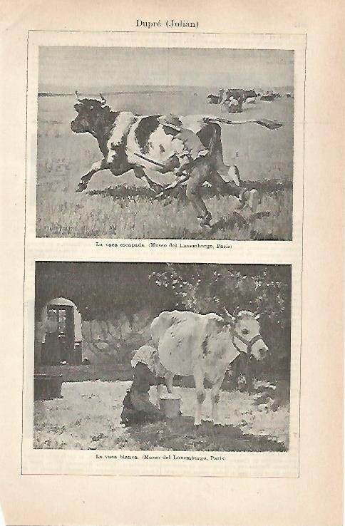 LAMINA ESPASA 31591: La vaca escapada y La Vaca blanca por J. Dupre
