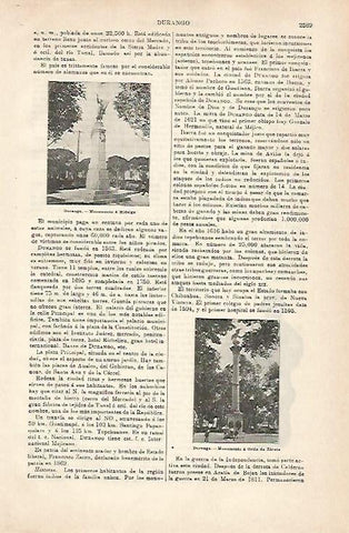 LAMINA ESPASA 31600: Monumento a Hidalgo en Durango Vizcaya