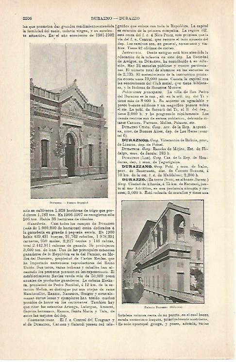 LAMINA ESPASA 31601: Teatro Español en Durango y Palacio Durazzo en Genova