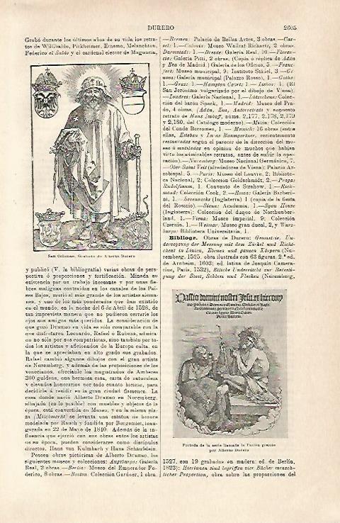 LAMINA ESPASA 31606: San Coloman grabado de Durero