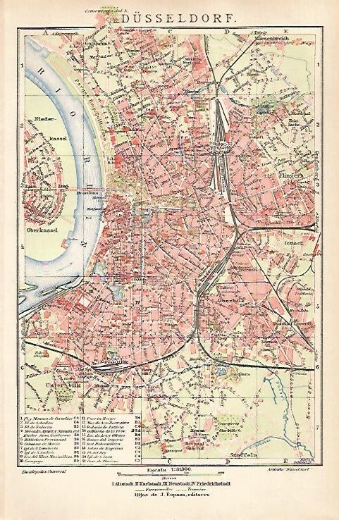 LAMINA ESPASA 31612: Plano de Dusseldorf Alemania