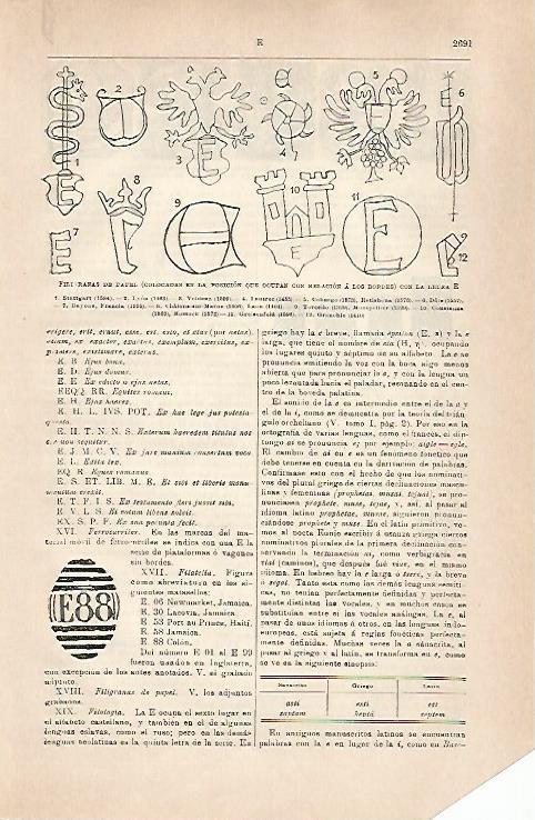 LAMINA ESPASA 31628: Filigranas de papel con la letra E