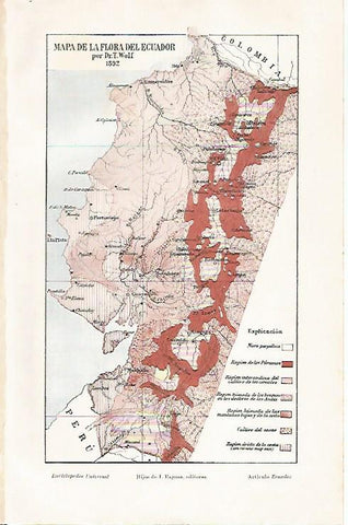LAMINA ESPASA 31647: Mapa de la flora de Ecuador