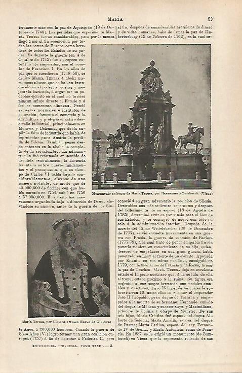 LAMINA ESPASA 31664: Monumento a Maria Teresa en Viena