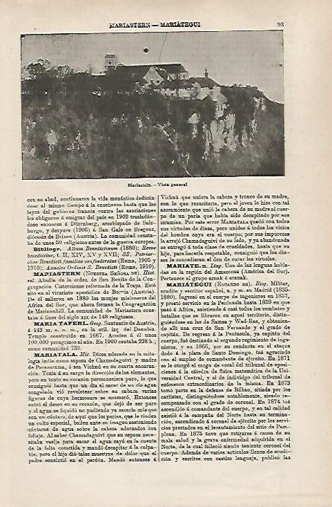 LAMINA ESPASA 31671: Vista de Mariastern Austria