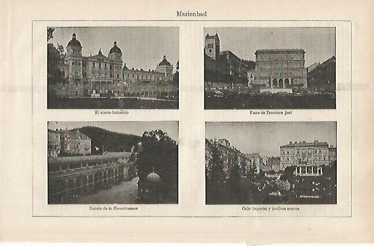 LAMINA ESPASA 31673: Balneario Galeria y calles de Marienbad Austria