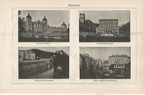 LAMINA ESPASA 31673: Balneario Galeria y calles de Marienbad Austria