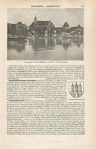 LAMINA ESPASA 31675: Castillo y escudo de Marienburgo Alemania