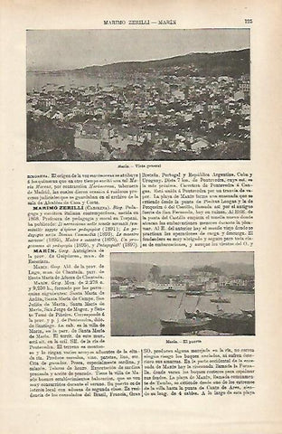 LAMINA ESPASA 31676: Vista y puerto de Marin Pontevedra