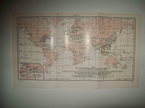 LAMINA ESPASA 31681: Mapa de las fuerzas maritimas en 1912