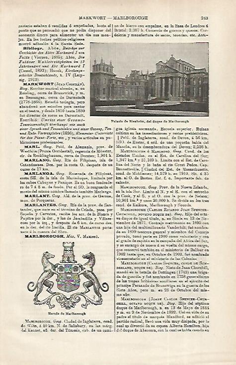 LAMINA ESPASA 31692: Palacio de Bienheim y escudo de Marlborough