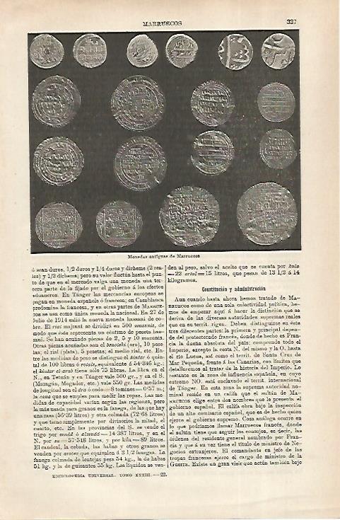LAMINA ESPASA 31705: Monedas antiguas de Marruecos