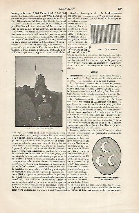 LAMINA ESPASA 31706: Bandera escudo y soldado de Marruevos