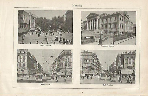 LAMINA ESPASA 31709: Palacio de Justicia La Cannebiere y calles de Marsella