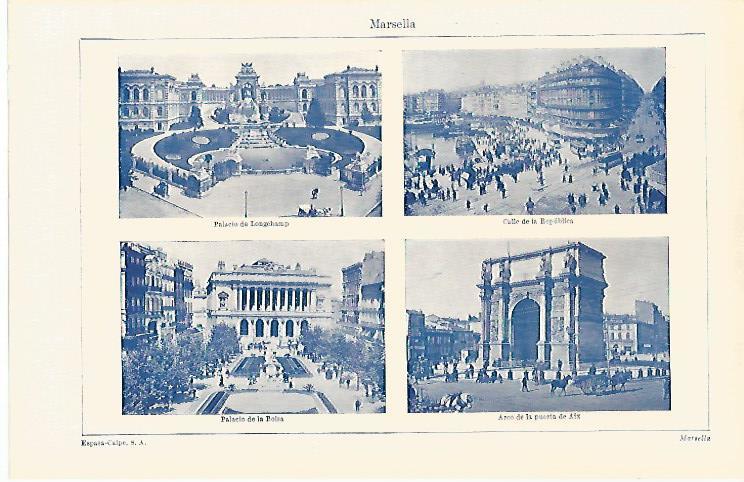 LAMINA ESPASA 31711: Palacio de Longchamp Palacio de la Bolsa y Arco en Marsella