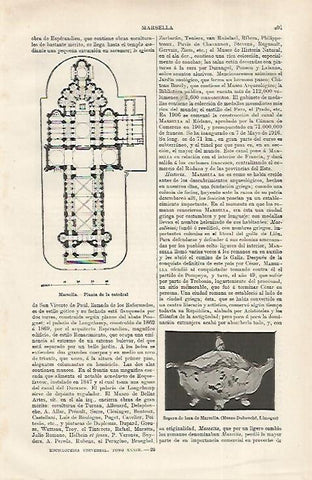 LAMINA ESPASA 31712: Plano de la Catedral de Marsella