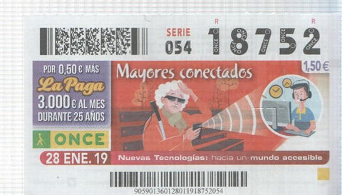 Cupon de la Once tema: Mayores conectados en seccion Nuevas tecnologias