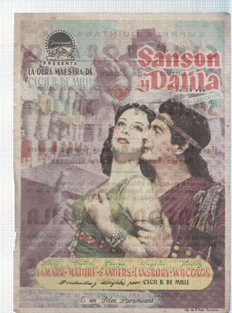 Programa de cine: Sanson y Dalila con Victor Mature y Hedy Lamarr