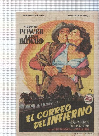 Programa de cine: El correo del infierno con Tyrone Power y Susan Hayward