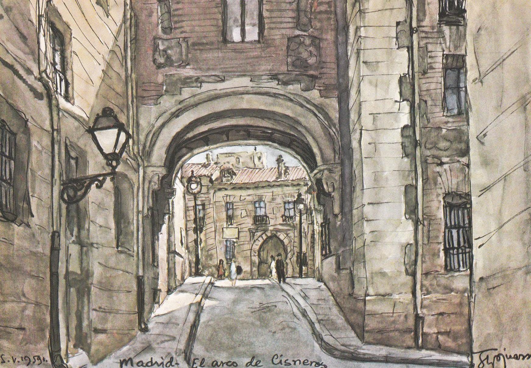 POSTAL B11085: MADRID: ARCO DE CISNEROS. ILUSTRACION