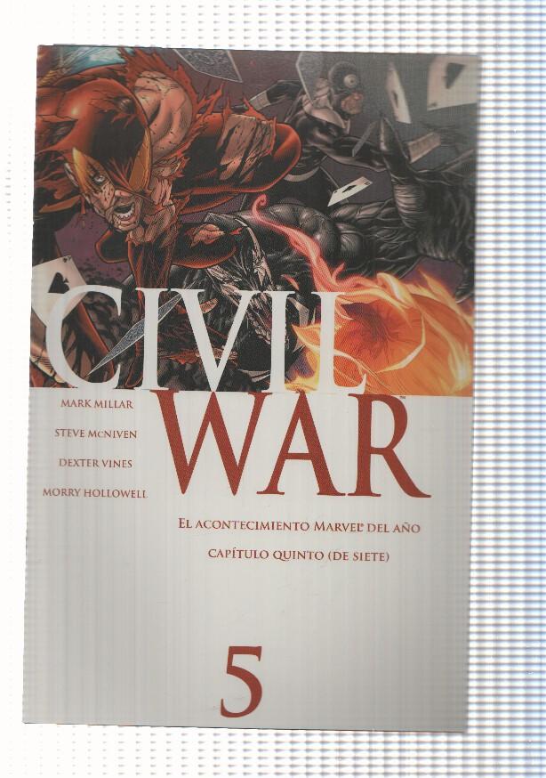 Marvel: Civil War año I num 5 de 7, serie limitada. Cubierta de Steve McNiven. Mark Millar