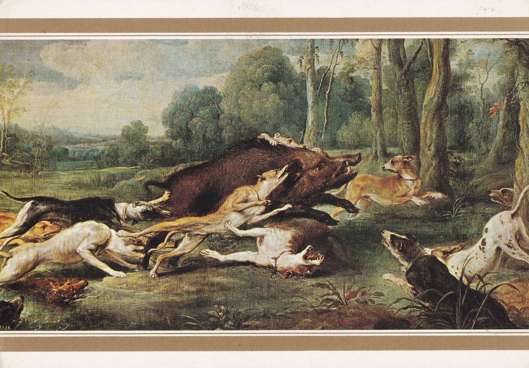 POSTAL B11423: SNYDERS: JABALI ACOSADO. OLEO