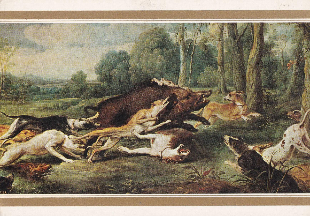 POSTAL B11423: SNYDERS: JABALI ACOSADO. OLEO