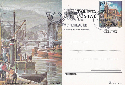 POSTAL B11549: Puerto Fluvial en el rio Nervion en Bilbao