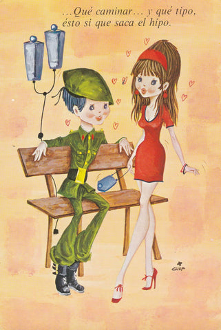 POSTAL B11584: CHUP: ILUSTRACION MILITAR Y JOVEN MUJER