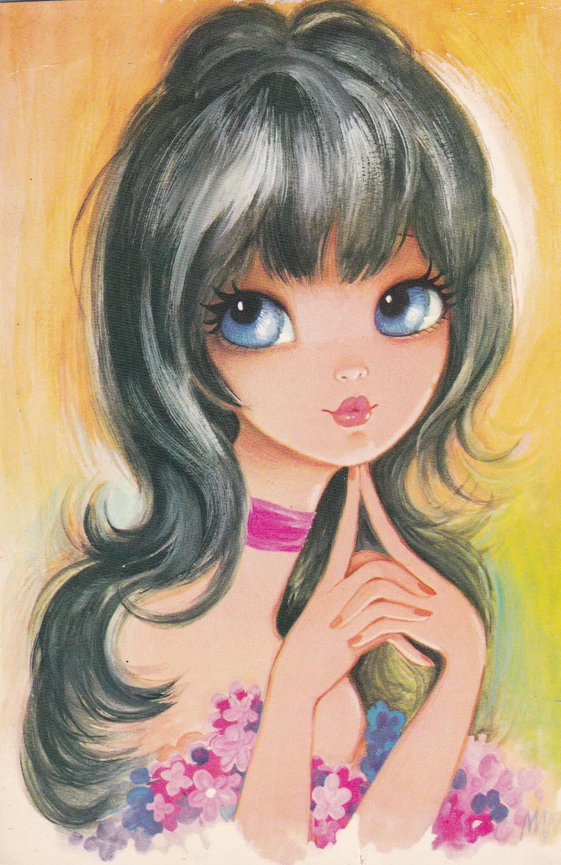 POSTAL B11585: MW: MISS. ILUSTRACION JOVEN CHICA