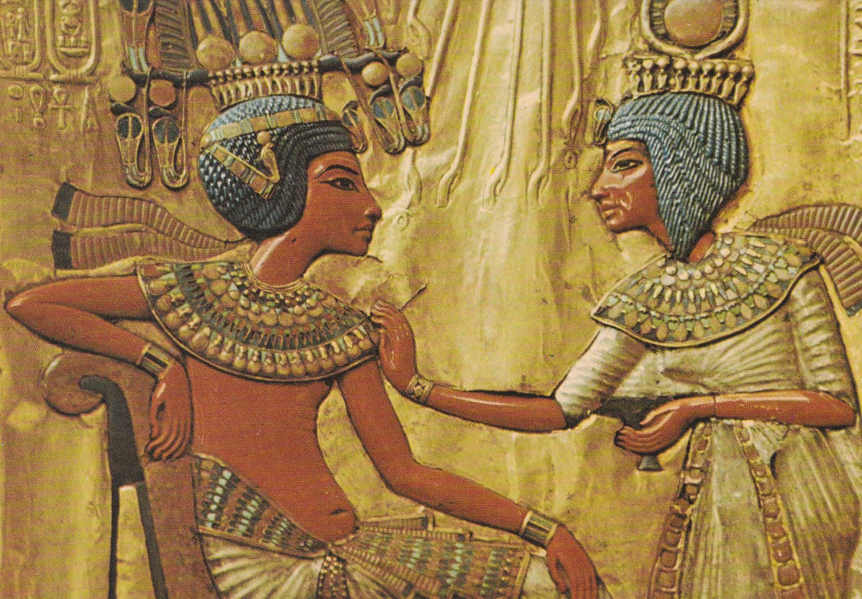 POSTAL B11700: MUSEO EGIPCIO EL CAIRO: ESCENA TUT ANKH AMUN. TRONO