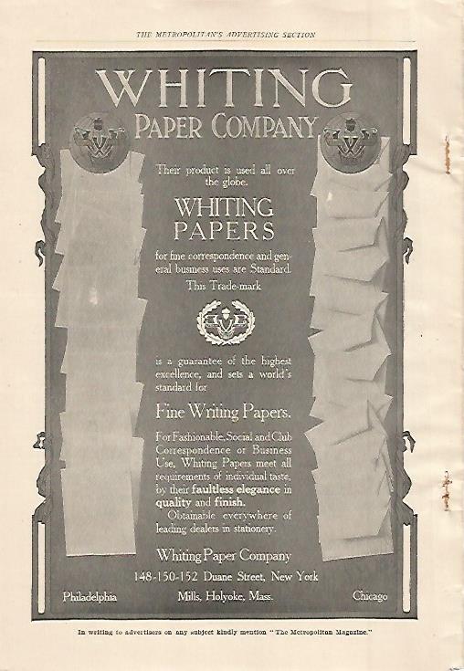 LAMINA 12416: Publicidad Whiting Paper Company