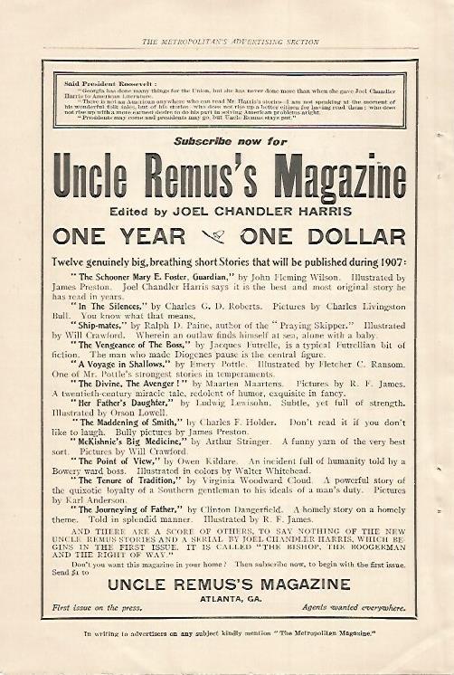LAMINA 12478: Publicidad de Uncle Remus s Magazine