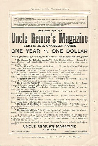 LAMINA 12478: Publicidad de Uncle Remus s Magazine