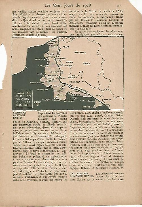 LAMINA 12494: Avance de los aliados entre el 18 de julio y el 28 de octubre de 1918