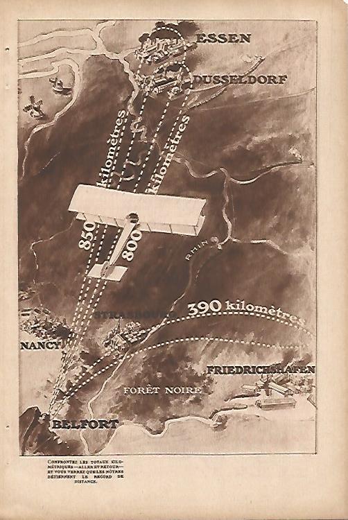 LAMINA 12636: Mapa de recorrido de un avion del ejercito de Francia