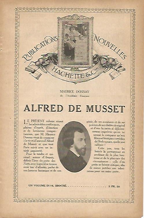 LAMINA 12692: Publicidad de Alfred de Musset