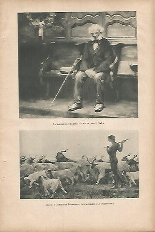 LAMINA 12730: Un viejo por Grun y El cabrero por Guillonnet