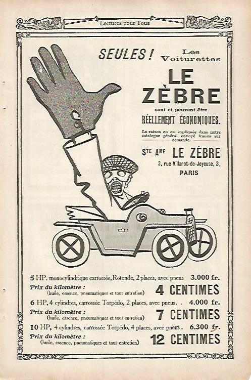 LAMINA 12763: Publicidad de Les Voiturettes Le Zebre
