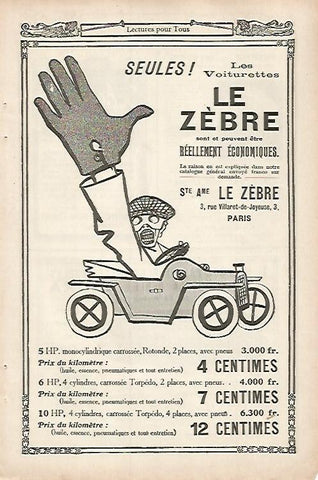 LAMINA 12763: Publicidad de Les Voiturettes Le Zebre