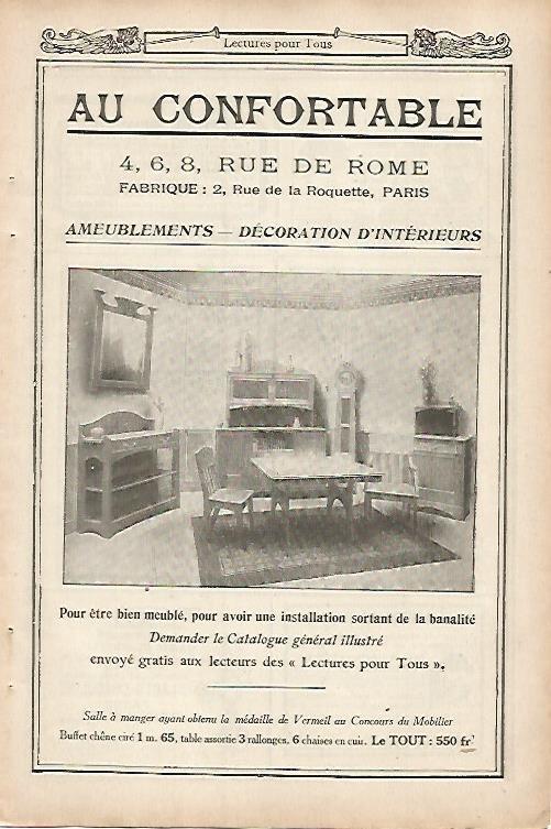 LAMINA 12764: Publicidad de Muebles Au Confortable en Paris