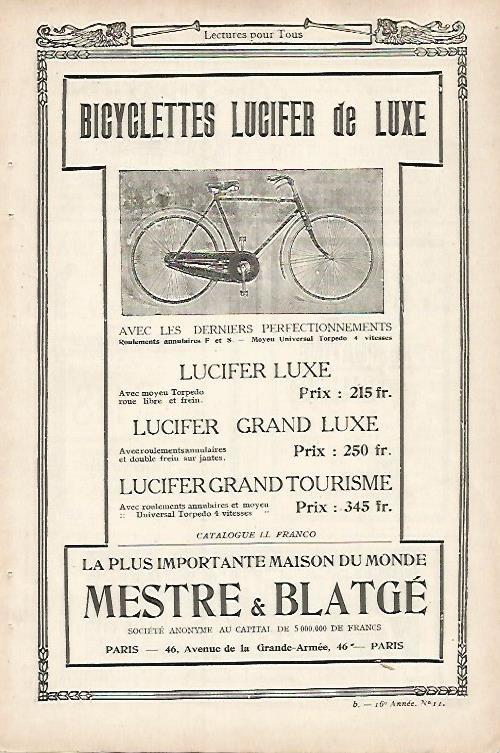 LAMINA 12765: Publicidad de bicicletas Lucifer de Luxe
