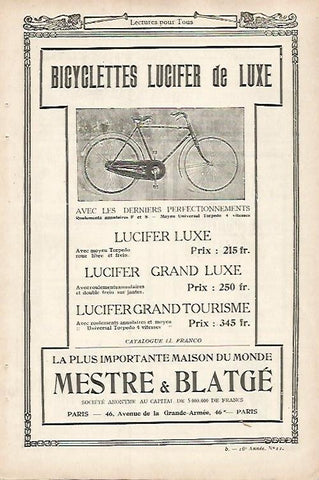LAMINA 12765: Publicidad de bicicletas Lucifer de Luxe