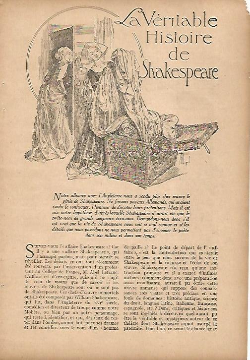 LAMINA 12842: Ilustracion para La Veritable histoire de Shakespeare