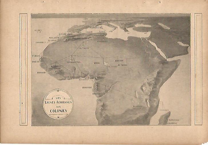 LAMINA 12845: Mapa de las lineas aereas de las colonias de Francia