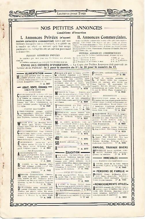 LAMINA 12914: Pequeños anuncios en la contraportada