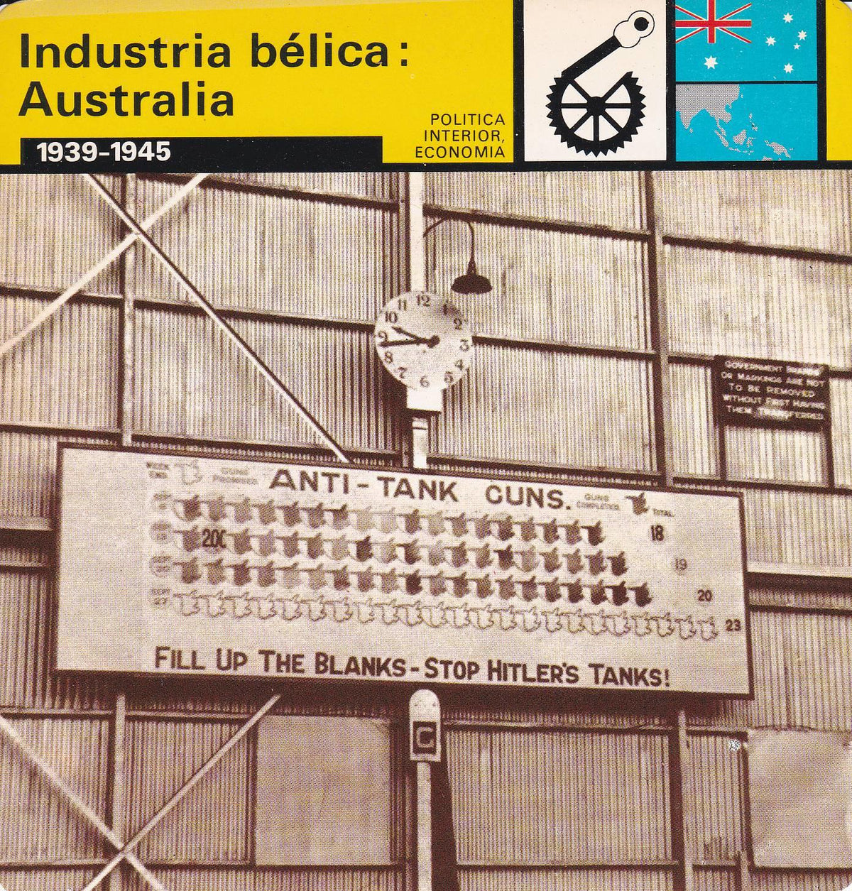 FICHA POLITICA INTERIOR ECONOMIA 87: INDUSTRIA BELICA: AUSTRALIA. 1939-1945