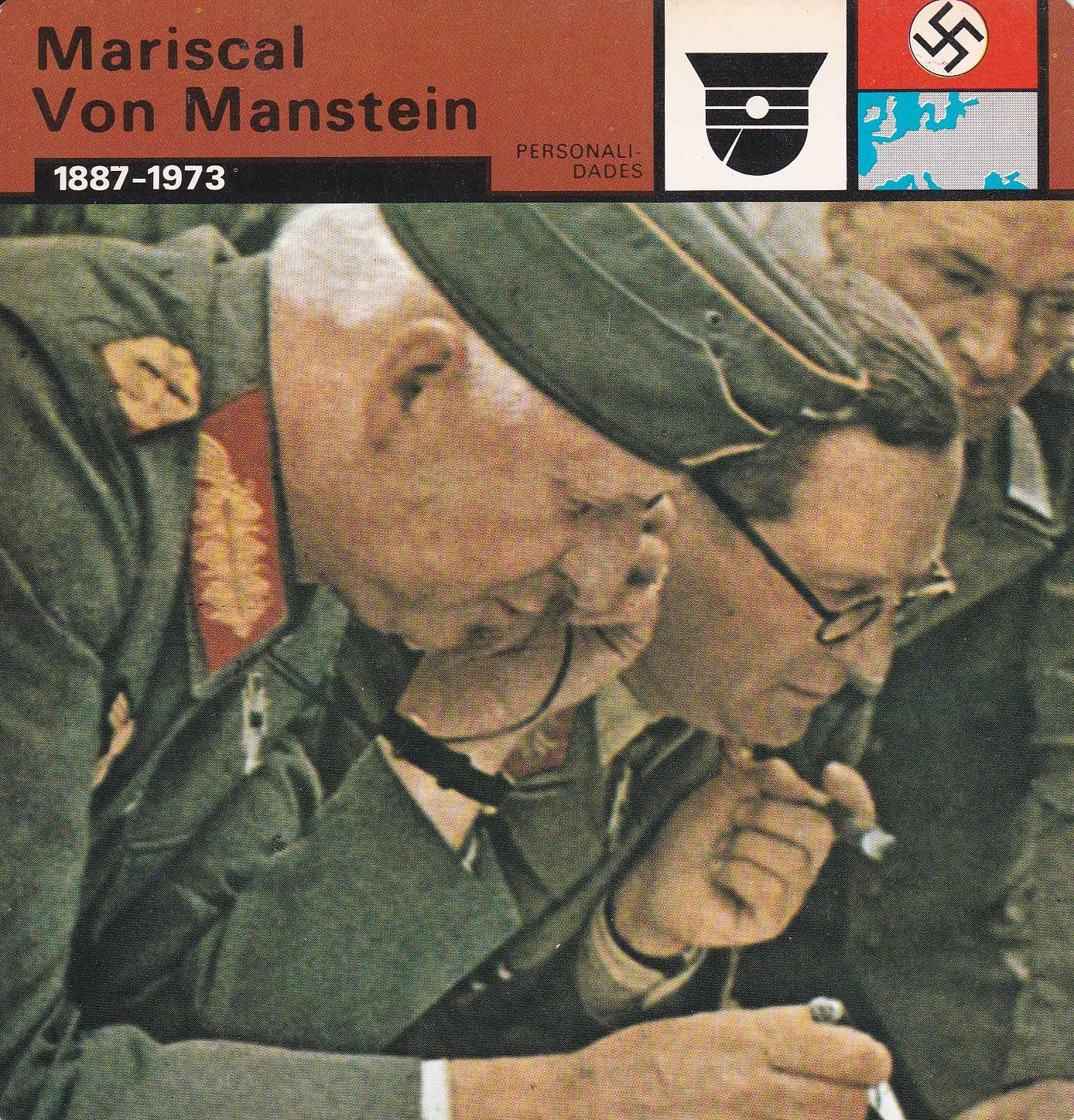 FICHA PERSONALIDADES 99: MARISCAL VON MANSTEIN. 1887-1973